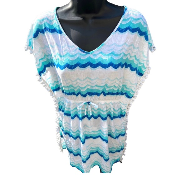 Circo Other - White and Blue Wave Beach Cover Up